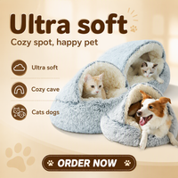 Coussin pour chat et chien en forme de coquille, résistant au lavage, chaud pour l'hiver, semi-fermé, pour toutes les saisons