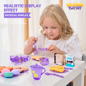 Plastic Food Play Set 3-6 Year <strong>Old</strong> Toddler's <strong>Kitchen</strong> Food Pretend Play Toys Gift Parties Afternoon Tea Toys - Product Image 6