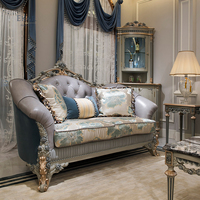 Mobilier de salon classique français Royal, canapé en bois, tissu en bois massif sculpté, cadre Antique Chesterfield, ensemble de canapé