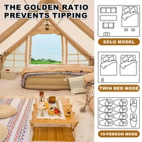 Tente gonflable de luxe à double couche de 12 mètres carrés, imperméable, en Oxford 300D, avec deux chambres et un salon, résistante aux UV, pour toutes les saisons, à montage rapide
