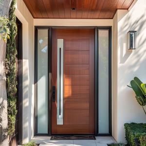 Zwarte entreedeur moderne beveiligde voordeur aluminium draaideur exterieur villa huis hoofdingang dubbele massief houten geluidsdichte deur - Product Image 5