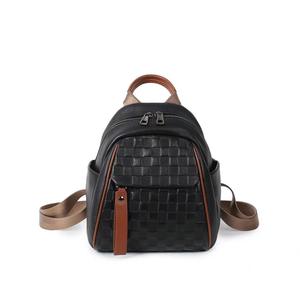Mochilas de Moda de Cuero Andong para Mujer, Cuero Vacuno Genuino, Patrón Cuadrado, Bolso de Hombro Pequeño, Mochila de Viaje Clásica 8369-2 - Product Image 1