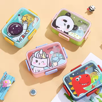 Boîte à lunch pour enfants mignonne, fournie par l'usine, écologique, sans BPA, 2 compartiments, chauffable, en plastique, boîte à bento pour le stockage des aliments