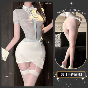 Tenue de secrétaire <span class=keywords><strong>sexy</strong></span> et transparente - Ensemble de lingerie avec mini-jupe moulante tentante - Product Image 6