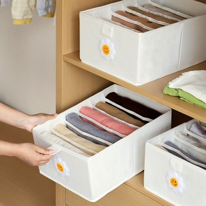 Boîte de rangement en coton et lin Cotton Way Home, type tiroir rectangulaire, organiseur de vêtements avec design de dessin animé pour sous-vêtements et culottes - Product Image 4