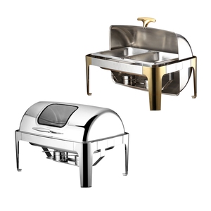 ชุดบุฟเฟ่ต์สแตนเลสดีลักซ์จาน chafing บนม้วนพร้อมหน้าต่าง - Product Image 1