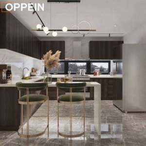 Gabinete de Cocina de Madera de Cerezo Macizo de Diseño Moderno Oppein con Fregadero y Grifo para Uso en Cocinas de Ghana - Product Image 3