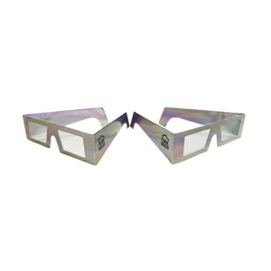 레인보우 효과 회절 안경 사랑 3D 불꽃 안경 종이 크리스마스 라이트 하트 효과 공장 공급 업체 회절 유리