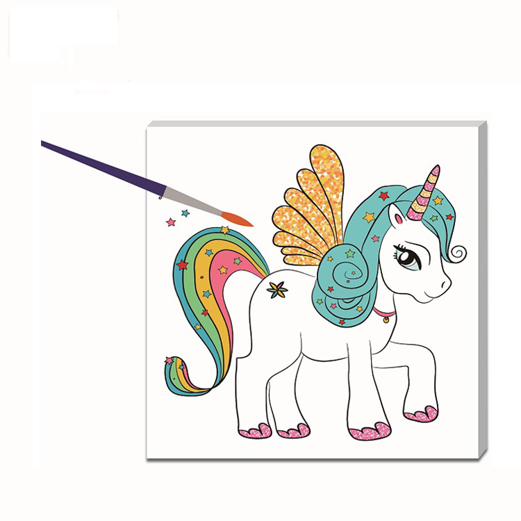 Набор для рисования на холсте из нетоксичного дерева с изображением единорога