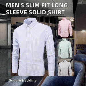 Men's <b>Patchwork</b> Square Collar Autumn Breathable Yarn Dyed Long Sleeve Casual Slim Fit Business <b>Shirt</b> - Product Image 2