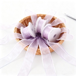 4cm * 5Y Fleur Belle Emballage Ruban pour Bouquet De Fleurs Décoration Reliure <span class=keywords><strong>Fleuriste</strong></span> <span class=keywords><strong>Perle</strong></span> Queue De Poisson Ruban - Product Image 2