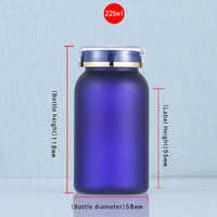 Luxe 150cc PET matière bleu de qualité alimentaire pot en plastique médical Capsule bouteille supplément de vitamine pilule bouteille avec bouchon à vis