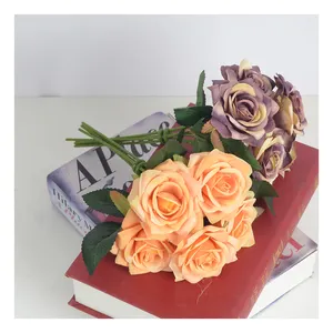 Искусственные Цветочные Розы, украшение для дома, цветы, свадебный зал, невеста, держащая цветы, Австрия, 5 голов, розы ручной работы