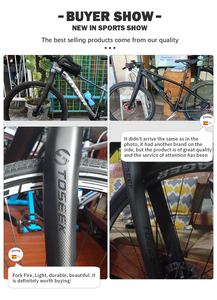 TOSEEK מזלג קדמי מלא מפחמן עם בלמי דיסק קשיחים 26/27.5/29 אינץ' ישר קל משקל 160 מ\"מ MTB XC Trail שדרוג מהיר למרתון מרוצים - Product Image 2