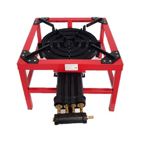 Kompor Wok Gas LPG <span class=keywords><strong>Portable</strong></span> 3 Ring High Pressure Cast Iron untuk Hotel, Outdoor, Pemantik Manual, Warna Hitam, Ukuran 40x40 cm - Product Image 1
