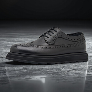 Chaussures en cuir formelles pour hommes Inke Decorated Brunello, style rétro, bout rond, semelle épaisse, décontractées - Product Image 1