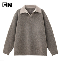 BSCI Certification Usine Ventes Directes Hommes Nouvelle Laine Polyester Faux Deux Pièces Polo Vintage Tricoté Pull Pull pour L'hiver
