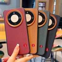 Étui de téléphone en cuir artificiel de luxe orange avec protection d'objectif à gros trous, antichoc et anti-chute pour Honor X70/X60/X60 Pro/X9D/X9C