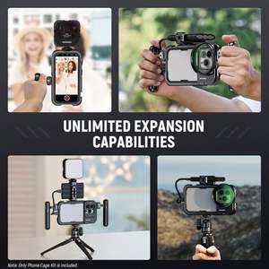 Objectif fileté 17mm stabilisateur de téléphone fond de panier <span class=keywords><strong>NEEWER</strong></span> 15 <span class=keywords><strong>Pro</strong></span> Phone Cage Video Rig avec 67mm Black Diffusion 1/4 Filter - Product Image 5