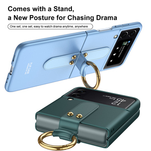 Étui pour Samsung <span class=keywords><strong>Galaxy</strong></span> <span class=keywords><strong>Z</strong></span> Flip <span class=keywords><strong>3</strong></span> <span class=keywords><strong>Z</strong></span> Flip 4 <span class=keywords><strong>Fold</strong></span> 4 avec anneau de maintien en PC pour téléphone portable pliable - Product Image 2