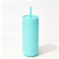 Nouvelle tasse à café portable en acier inoxydable 304 à double paroi isolée sous vide avec paille, design minimaliste, idéale comme cadeau