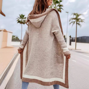 2025 européen et américain automne hiver femmes pull transfrontalier décontracté tout assorti à capuche Long Cardigan grande taille - Product Image 4