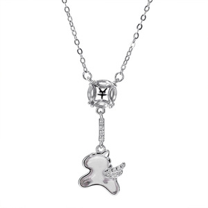 Collier et bracelet signes du zodiaque cheval en cristal 9 Fine 8,5*7,5 mm, ensemble de bijoux en argent sterling 925 pour femmes - Product Image 1