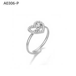 Anillo de moda Amy Amy con forma de corazón, circonia cúbica, chapado en plata 925 para mujer, regalo de joyería romántica, uso diario, A0306 - Product Image 1