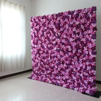 Panel Dinding Bunga Mawar Sutra Buatan 3D/5D Warna-warni Realistis Mewah untuk Dekorasi Panggung Pernikahan, Acara Sekolah, Buatan Tangan