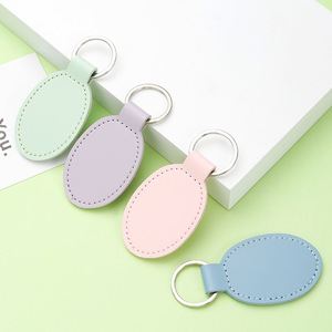 Custom logo Pu Leather Keychain Blanks Oval Leather <b>Key</b> Chain <b>Car</b> <b>Key</b> <b>Fob</b> <b>Key</b> Holder - Product Image 3