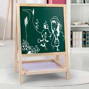 Multifunktionales zwei-in-eins-faltbares doppelseitiges magnetisches zeichentafel aus holz für kinder easel schwarz und weiß zeichentafel - Product Image 4