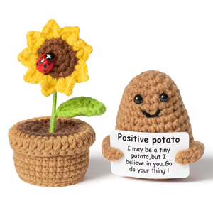 Poupée de pommes de terre créative Mini Funny Positive Life Potato Smile Flower Handmade Crochet Clasp Birthday Gifts - Product Image 1