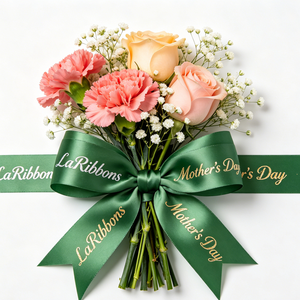 Boîte cadeau portable en ruban de satin fini brillant, nœud fait main, logo personnalisé, pour bouquet, décoration quotidienne, emballage floral - Product Image 1
