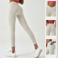 2025 nouveau nu Double poches latérales serré Yoga pantalon taille haute hanche-levage Leggings sport Fitness course vêtements pour femmes