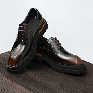 High-quality Men's Leather <b>Shoes</b> Elegant Business Formal Fashionable High-end Design Lace-up <b>Height</b> <b>Increasing</b> - Product Image 3