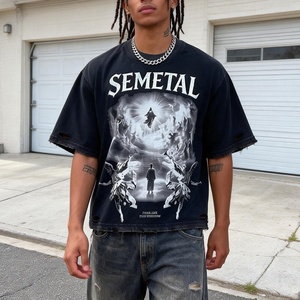 เสื้อยืดโอเวอร์ไซส์สไตล์วินเทจ YITE Streetwear ผ้าหนา พิมพ์ลายกราฟิกตามสั่ง ผ้าฝ้าย 100% ล้างสีแบบ Acid Wash ทรงบ็อกซี่ ตัดสั้น สำหรับผู้ชาย - Product Image 1