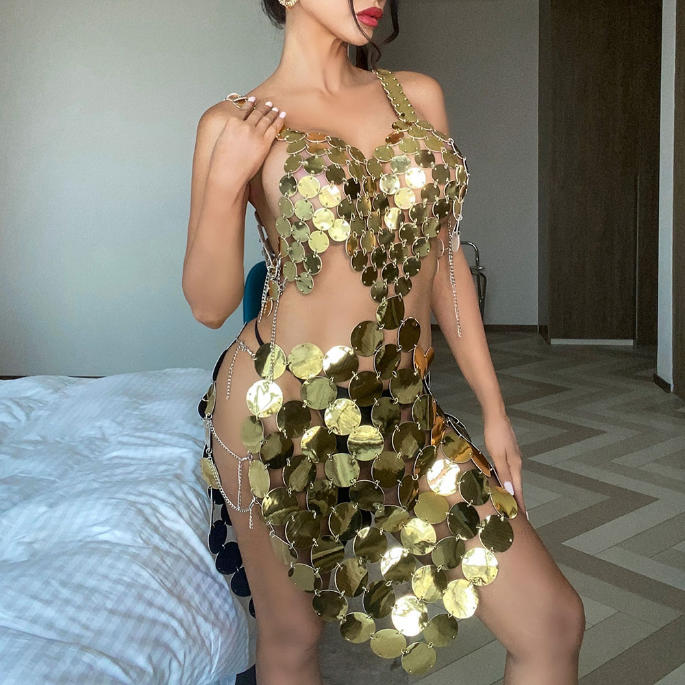 2022 New Body Chain Clothes Bright Sequins Hollow Out Mirror Dress Women  Evening Birthday Dresses Prom Celebrity Nude Dress| Alibaba.com
