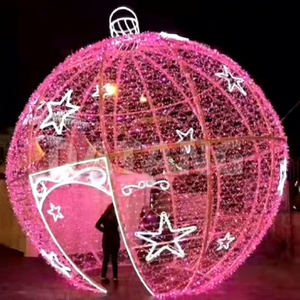 Arche lumineuse de Noël rose pour l'extérieur, motif boule, pour décoration de fêtes, blanc chaud 2700K, IP65, acrylique - Product Image 1