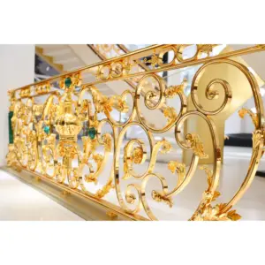 High end indoor luxurious gold color brass stair railing