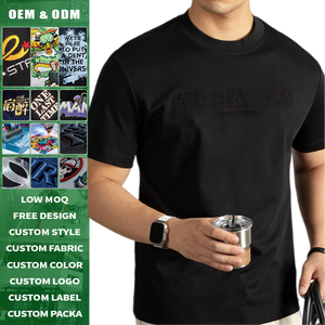 Camiseta de Manga Corta Holgada para Hombre, 240g, Algodón Mercerizado, con Estampado de Letras, Transpirable, Color Sólido, con Relieve 3D, Sensación Fresca, para Verano - Product Image 4