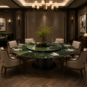 Customized Dining <b>Table</b> Round <b>Top</b> Modern Villa 10 Seater Metal Legs <b>Stone</b> Furniture Luxury Vitoria Regia Quartzite - Product Image 5