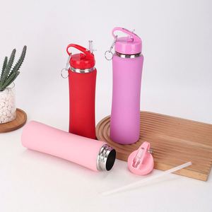 Customized Luxury Portable Gym Sports <b>Flask</b> Vacuum Stainless Steel Insulated Carabiner Water Bottle Straw for Business Gifts - Product Image 4