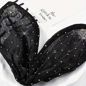 Élégante pince à cheveux en tissu noir - 1 pièce, avec accents de strass étincelants, accessoire polyvalent pour tresses et chignons pour femmes - Product Image 5