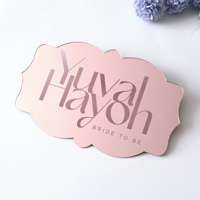 Tarjetas de Presentación Personalizadas en Acrílico Espejo Color Oro Rosa con Grabado para Decoración de Mesa en Galas Corporativas y Celebraciones de Aniversario
