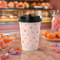 Gobelet isotherme double paroi Trick or Treat, pomme au caramel, kraft, jetable, design personnalisé, 8 oz, cadeau pour fête d'Halloween