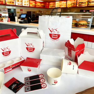 Scatola di Carta Monouso per Alimenti OEM all'Ingrosso per Asporto, Confezione per Shawarma, Patatine Fritte, Insalata, Fast Food con Scomparto per Salsa - Product Image 5