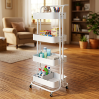 Chariot utilitaire multi-scénarios à 4 niveaux sans vis, chariot de cuisine mobile, étagère de rangement avec roulettes
