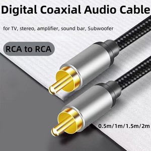 Câble audio <span class=keywords><strong>coaxial</strong></span> numérique <span class=keywords><strong>S</strong></span>/<span class=keywords><strong>PDIF</strong></span> RCA mâle vers RCA mâle plaqué or et tressé pour home cinéma, HDTV, caisson de basses, amplificateur - Product Image 1