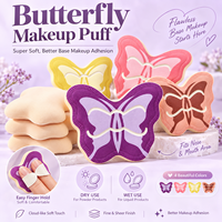 Éponge de maquillage papillon personnalisée, douce, pour fond de teint, à utiliser à sec ou humide, avec sangle de maintien au doigt – Meilleure vente