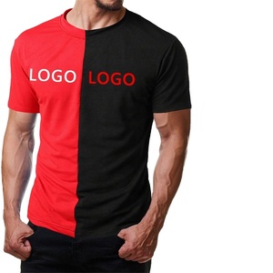Personalizada para hombre 100% algodón Color medio negro y medio rojo Pro Club dos tonos camiseta para hombres - Product Image 3